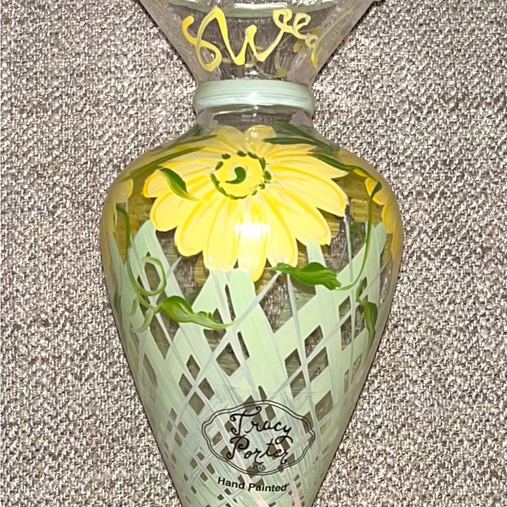 Tracy Porter Hand Painted Yellow Floral Bud Vase